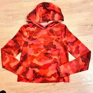 Athleta Pinnacle Red Camo Hoodie Athletic Performance LS Shirt Top XXSmall XXS